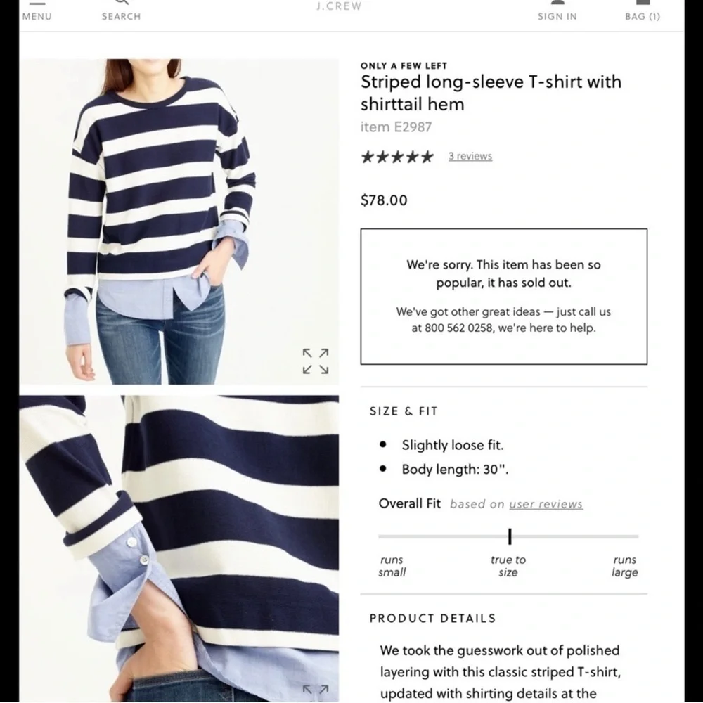 J.crew striped tee size XXS